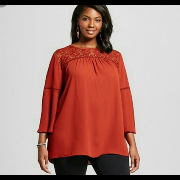 Ava & Viv rust 3/4 sleeve blouse -2x - Picture 1 of 2